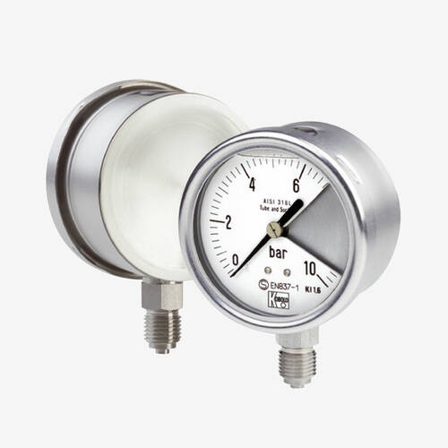 Манометр із трубкою Бурдона з нержавіючої сталі для виключної безпеки MAN-N...S